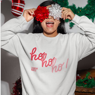 Joyeux Noel Roze Roze Hohoho Typografie Stijlvol Trui