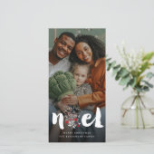 Joyeux Noel Rustic Foliage kerstfoto geborsteld Feestdagenkaart (Staand voorkant)