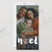 Joyeux Noel Rustic Foliage kerstfoto geborsteld Feestdagenkaart (Voorkant)