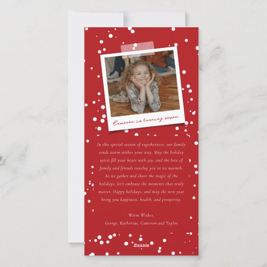 Joyeux Noel Rustic Foliage kerstfoto geborsteld Feestdagenkaart (Achterkant)