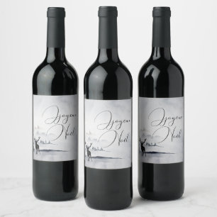 Joyeux Noel Rustic Reindeer Waterverf Wijn Etiket