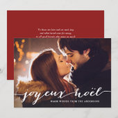 Joyeux Noël Rustic Script Kerstfoto Feestdagenkaart (Voorkant / Achterkant)