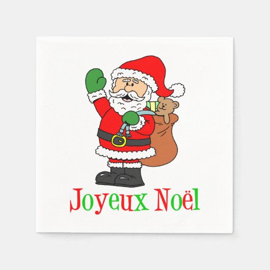 Joyeux Noel Santa Franse kerst servetten (Voorkant)