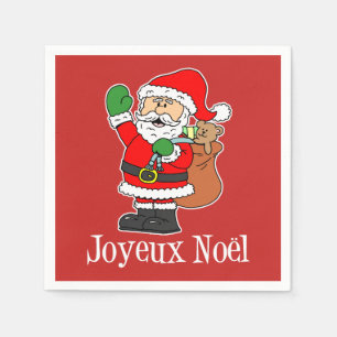 Joyeux Noel Santa French Kerstmis (OP RED) Servet