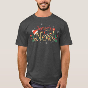 Joyeux Noel Santa Hat Coffee Tea Snowflakes T-shirt