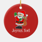 Joyeux Noel Santa on Red Ornament (Achterkant)