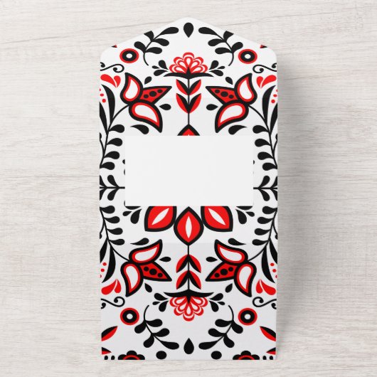 Joyeux Noël Scandinavian Pattern Kerstmis All In One Uitnodiging (Buitenkant)