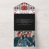 Joyeux Noël Scandinavian Pattern Kerstmis All In One Uitnodiging (Binnen)