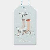 Joyeux Noel Scandinavian Stocking Kerstmis Cadeaulabel (Voorkant)