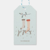 Joyeux Noel Scandinavian Stocking Kerstmis Cadeaulabel (Achterkant)