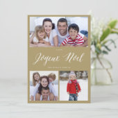 Joyeux Noel Script 3 Foto met kerstmis Feestdagenkaart (Staand voorkant)