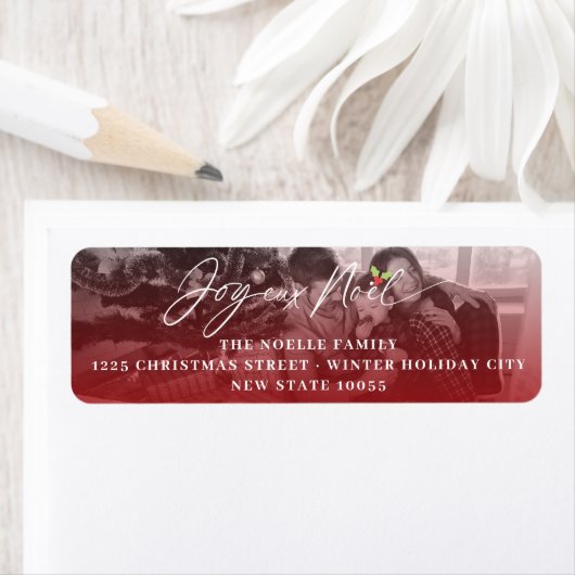 Joyeux Noel Script Christmas Photo Adresetiketten Etiket (Insitu)