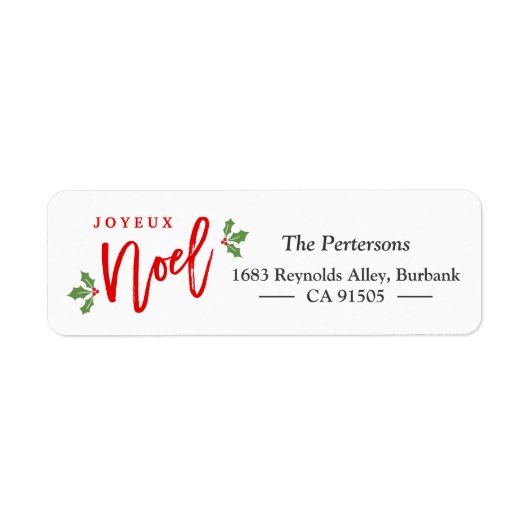 Joyeux Noel Script Simple Chic Merry Kerstmis Etiket (Voorkant)