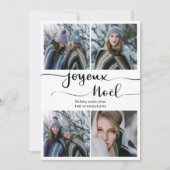 Joyeux Noel Script | Vier vakantiefoto Feestdagenkaart (Voorkant)
