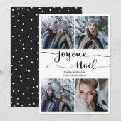 Joyeux Noel Script | Vier vakantiefoto Feestdagenkaart (Voorkant / Achterkant)
