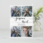 Joyeux Noel Script | Vier vakantiefoto Feestdagenkaart (Staand voorkant)