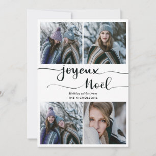Joyeux Noel Script Vier vakantiefoto Feestdagenkaart