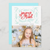 Joyeux Noel Scripted Modern Kerstfoto Feestdagenkaart (Voorkant / Achterkant)