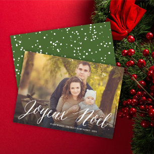 Joyeux Noel Simple White Script-kerstfoto Feestdagenkaart