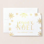 Joyeux Noel Snowflake | Vrijdag Foto Gold Folie Kaarten (Voorkant met envelop)