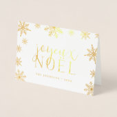 Joyeux Noel Snowflake | Vrijdag Foto Gold Folie Kaarten (Voorkant)