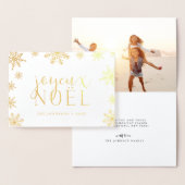 Joyeux Noel Snowflake | Vrijdag Foto Gold Folie Kaarten (Display)