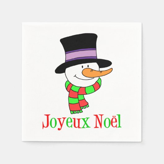 Joyeux Noel Snowman Franse kerst servetten (Voorkant)
