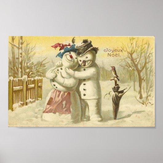 Joyeux Noel Snowman & Vrouwenkaart Poster (Voorkant)