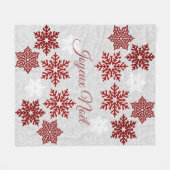 Joyeux Noël Sparking Red Snowflakes Fleece Deken (Voorkant (Horizontaal))