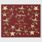 Joyeux Noël Stars Red Gold Elegant Kerstmis Cadeaupapier (Vlak)