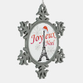 Joyeux Noel Tin Sneeuwvlok Ornament (Links)