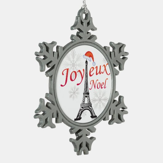 Joyeux Noel Tin Sneeuwvlok Ornament (Links)