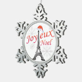 Joyeux Noel Tin Sneeuwvlok Ornament (Rechts)
