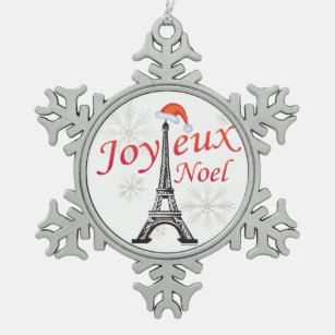 Joyeux Noel Tin Sneeuwvlok Ornament