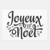 Joyeux Noel typografie met zwart wit rood Inpakpapier Vel (Voorkant)
