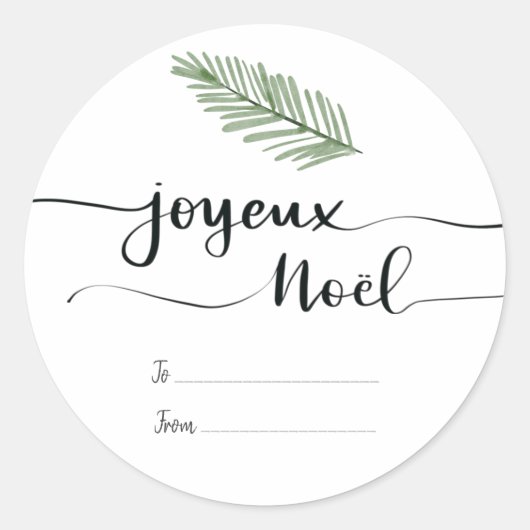 Joyeux Noel Typografiescript | CadeauLabel Ronde Sticker (Voorkant)