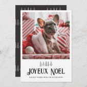 Joyeux Noel Typography Cute Pet met kerstfoto Feestdagenkaart (Voorkant / Achterkant)