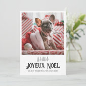 Joyeux Noel Typography Cute Pet met kerstfoto Feestdagenkaart (Staand voorkant)
