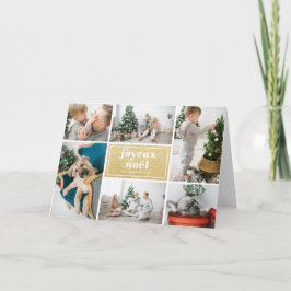 Joyeux Noël Typography Glitter Photo Collage Feestdagen Kaart