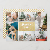 Joyeux Noël Typography Glitter Photo Collage Feestdagenkaart (Voorkant / Achterkant)