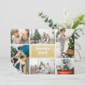 Joyeux Noël Typography Glitter Photo Collage Feestdagenkaart (Staand voorkant)