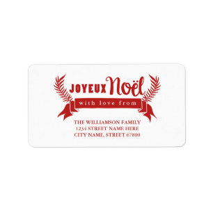 Joyeux Noel Vakantie Adresetiketten / Rood Etiket