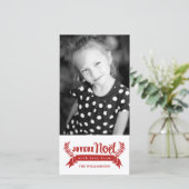 Joyeux Noel Vertical Holiday Photo Card/Red Feestdagenkaart (Staand voorkant)
