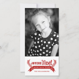 Joyeux Noel Vertical Holiday Photo Card/Red Feestdagenkaart