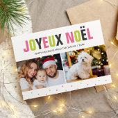 "Joyeux Noel" Vet en kleurrijk Kerstmis Feestdagenkaart