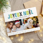 "Joyeux Noel" Vet en kleurrijk Kerstmis Feestdagenkaart<br><div class="desc">Verspreid de feestgoeder met deze heldere en kleurrijke kerstkaarten.</div>