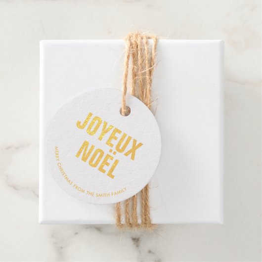 "Joyeux Noel" Vetgedrukte letters Bedankjes Labels (Met doos)