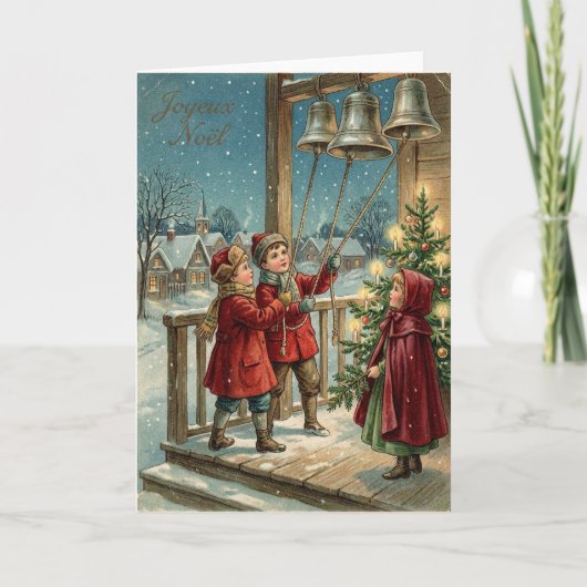 Joyeux Noel Vintage Bells Card Kaart (Voorkant)