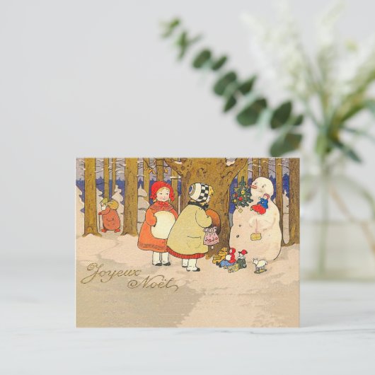 Joyeux Noel Vintage Christmas Feestdagenkaart (Staand voorkant)