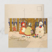 Joyeux Noel Vintage Christmas Feestdagenkaart (Voorkant / Achterkant)